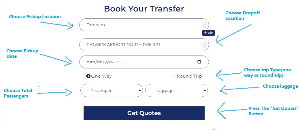 Booking Guide From Farnham to Gatwick Airport